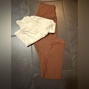 Lululemon size 6 leggings and crop shirt